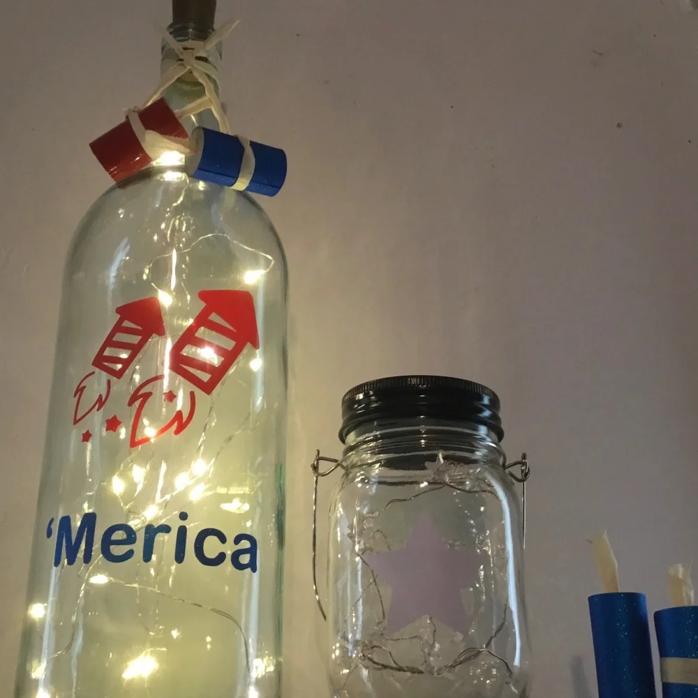 ‘MERICA’ Wine Bottle Lantern